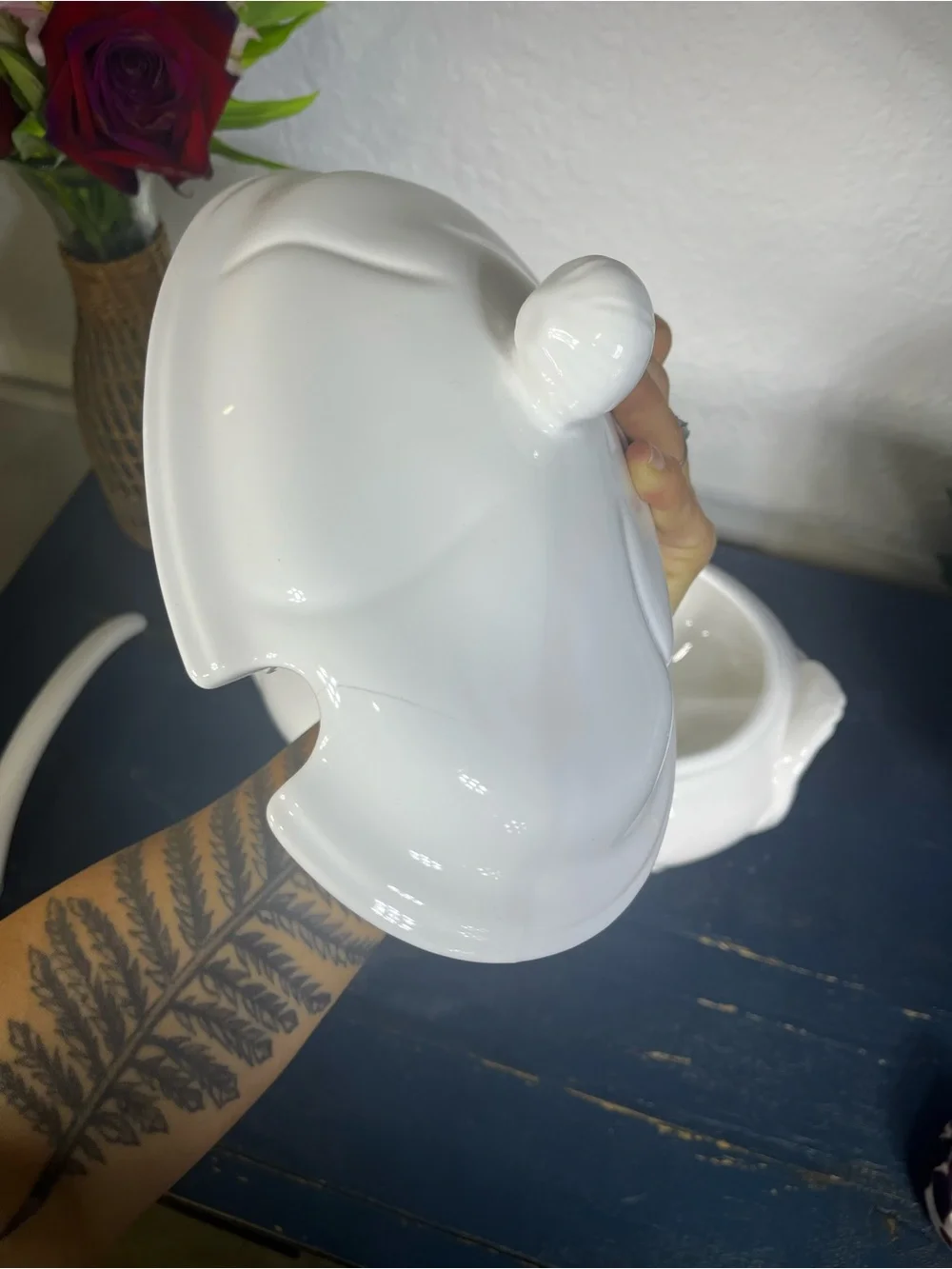 Classic White Porcelain Covered Soup Tureen with Ladle Loucartes, Portugal